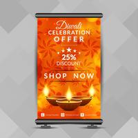 Abstract Happy Diwali roll up banner design template vector