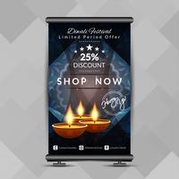 Resumen feliz Diwali roll up banner plantilla de diseño vector