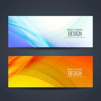 Conjunto de banners con estilo ondulado colorido abstracto vector