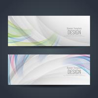 Conjunto de banners con estilo ondulado colorido abstracto vector