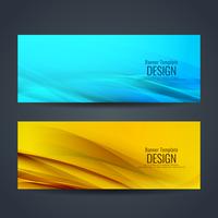 Conjunto de banners con estilo ondulado colorido abstracto vector