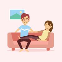 Chill Couple on couch illustration vector