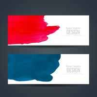 Abstract colorful watercolor banners set vector