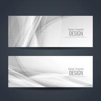 Conjunto de banners con estilo ondulado colorido abstracto vector