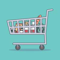 Shopping Outlined Cart vector