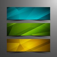 Conjunto de banners geométricos elegante colorido abstracto vector