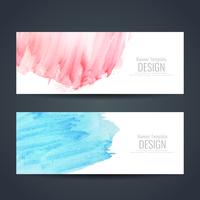 Abstract colorful watercolor banners set vector