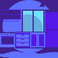 Modern Flat Style Cozy Kitchen Interior With Window Vector Graphic Design Illustration
