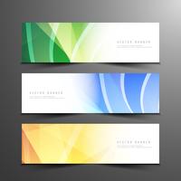Abstract wavy modern banners set vector
