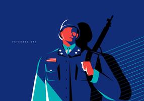 Veteran's Day Concept Soldier Illustration Flat Vector Background