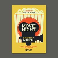 Cool Movie Night Poster with Popcorn Background vector