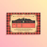 Landscape Buffalo Plaid Wedding Invitation Template Vector