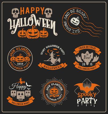 Halloween badge and label sticker collection
