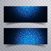 Abstract blue glitter bright banner set vector