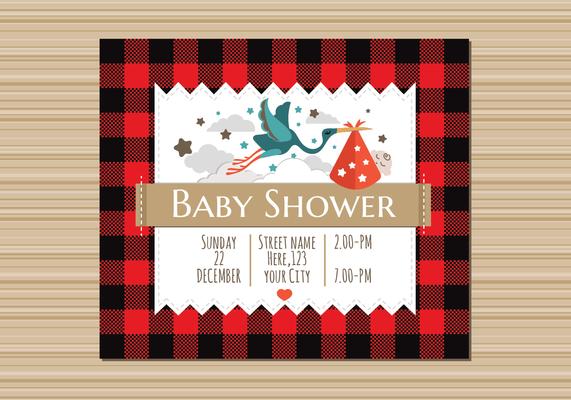 Buffalo Plaid Baby Shower Invitation