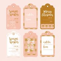 Vector Gold and Rose Christmas Gift Tag