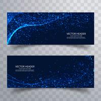 Abstract shiny glitter blue wave banners template design vector