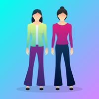 Hippie Women In Bell-bottomed Pants Dancing Disco vector