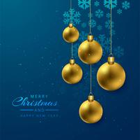 Christmas shiny ball decorative card background vector