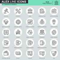 Thin line banking and finance icons set vector