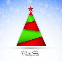 Merry christmas greeting card with christmas tree background vector