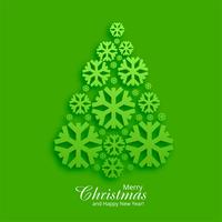 Hermosa tarjeta de felicitación con fondo de árbol de navidad verde vector
