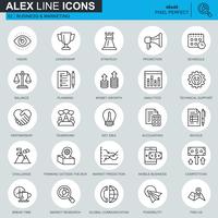 Thin line business and marketing icons set  vector