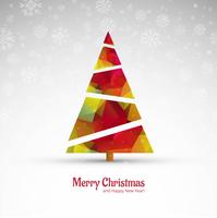 Hermosa tarjeta de felicitación feliz Navidad con árbol de navidad desi vector