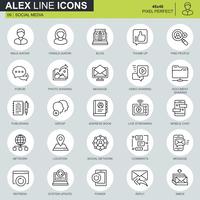 Thin line internet marketing and social network icons set  vector