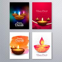 Cartel con un diya para la colección de plantillas de volantes coloridos diwali vector