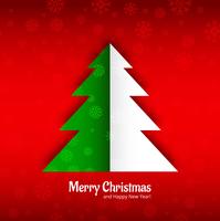 Merry christmas greeting card with christmas tree background vector