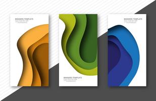 Abstract colorful papercut banner set template design vector