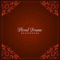 Abstract floral frame red background vector