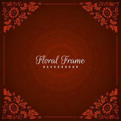 Abstract floral frame red background