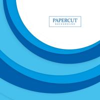 Abstract blue papercut circular wave design vector