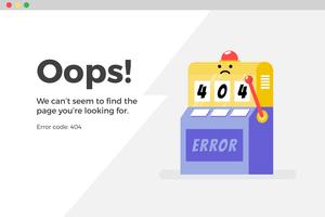 Error 404 no disponible en la página web. Concepto de archivo no encontrado vector