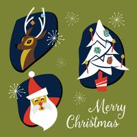 Mid Century Modern Christmas Badges and Elements Collection. Vec vector