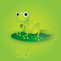 Lovely Green Frog On A Waterlily vector