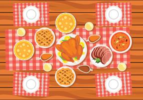 Thanksgiving Table Overhead vector