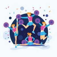 Group of Cheerleaders in Action Illustration vector