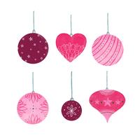 Cute Pink Christmas Ball Collection vector