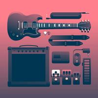 Rock Musical Instruments Knolling vector