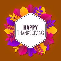 Happy Thanksgiving Frame Vector Paper Art Illustration