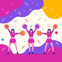 Girls Sports Cheerleaders Team On Funky Background vector