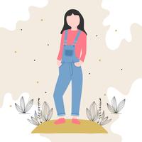 Model In Overalls Vector