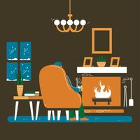 Cozy At Fire Place  In Winter vector