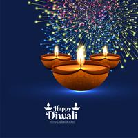 Beautiful diwali festival greeting card colorful decorative back vector