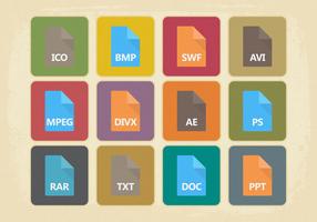 Vintage Style File Type Icon Collection vector