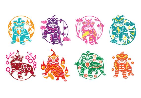Dancing Chinese Lion Illustration