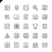 Thin line e-learning, online education elements icons set  vector